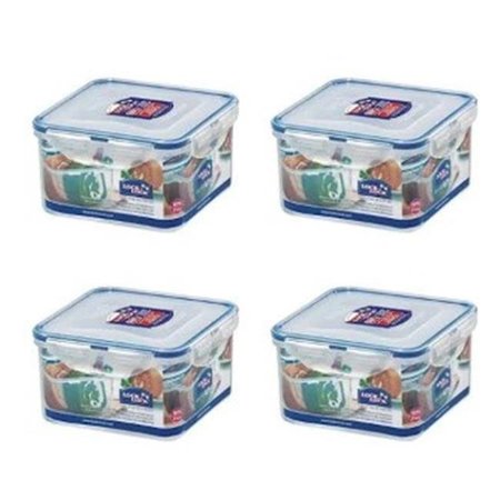 LOCK & LOCK Lock & Lock HPL822DS4 41 oz Easy Essentials Square Food Storage Container; Clear - Set of 4 HPL822DS4